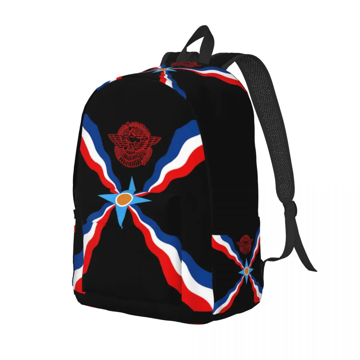 Syriac Suryoyo Flag Logo Canvas Backpack for Women Men School College Student Bookbag Fits 15 Inch Laptop Aramean Assyria Bags