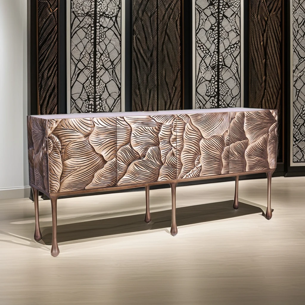 Luxury Multi-Layer Solid Wood Plywood Kitchen Sideboard Cabinet Cast Aluminum Base Living Room Home Hotel Bar for Villas
