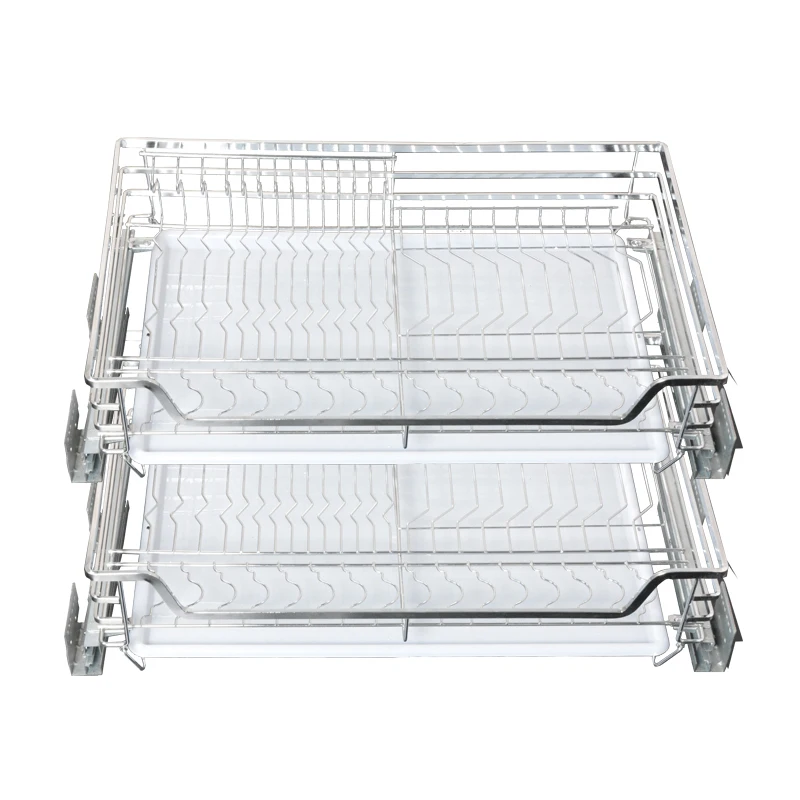 

Bold 35 37 shallow depth shallow cabinet basket 304 stainless steel kitchen drawer-type dish basket damping track