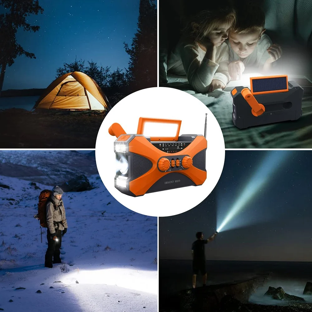 

L77A 10000MAh Emergency Radio, Solar Hand Crank Radio, Portable Radio with Phone Charger, LED Flashlight Orange