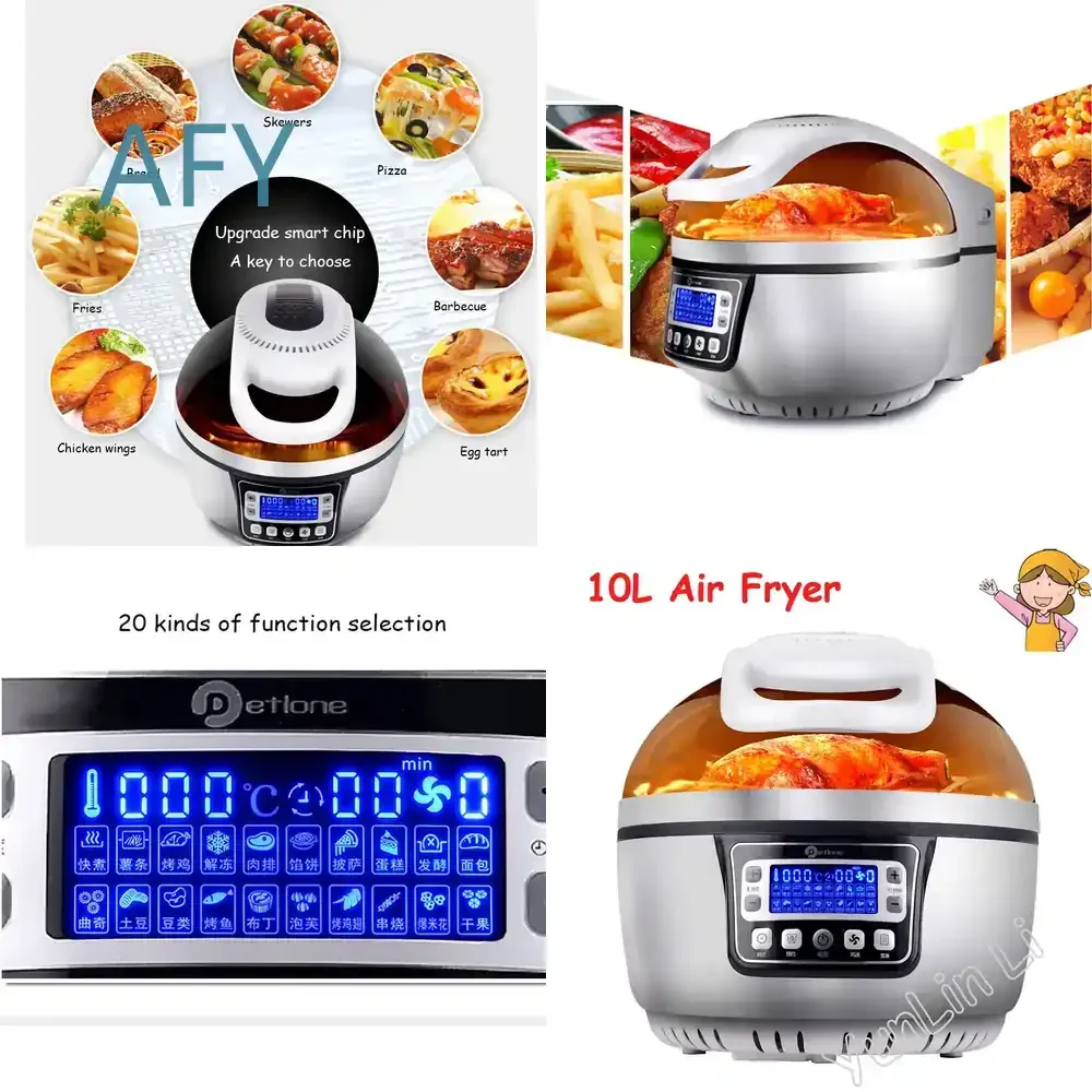 10L Intelligent Electric Frying Pan for Air Fryer Oil-free Frying Machine Multi-functional Home Oven Large Capacity Cookware