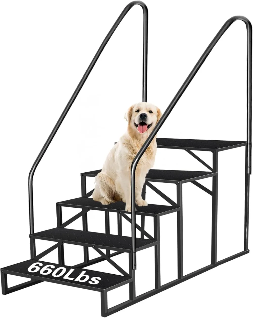 

RV Steps with Handrails, 5 Step RV Stairs 660 lbs Load Capacity, Step Ladder with Anti-Slip Panel, Mobile Home Stairs