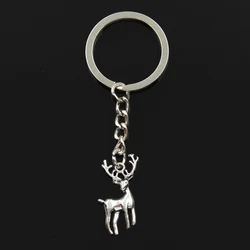 Fashion 30mm Key Ring Metal Key Chain Keychain Jewelry Antique Bronze Silver Color Vintage Christmas Deer Sika 27x18mm Pendant