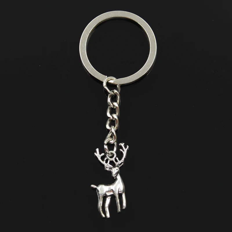 Moda 30mm breloczek metalowy breloczek brelok biżuteria antyczny brąz srebrny kolor Vintage Christmas Deer Sika 27x18mm wisiorek