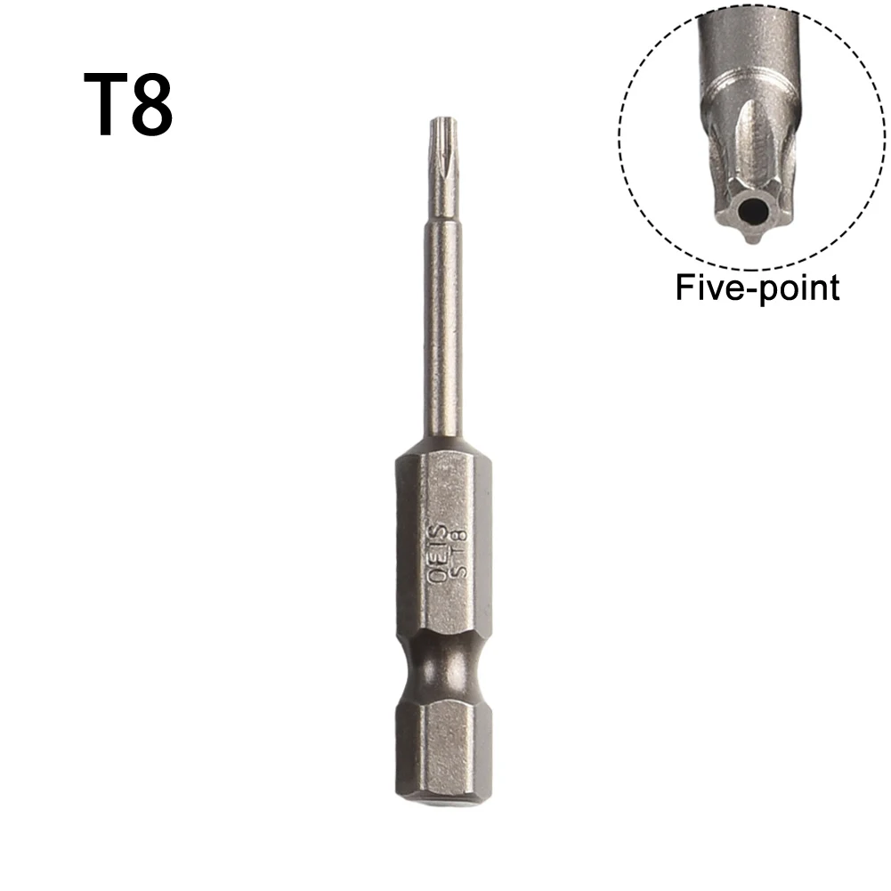 Screwdriver Bit Set Single Magnetic Five Point Star Design at 50mm Length; Perfectly Fits Electric Drills and Drivers