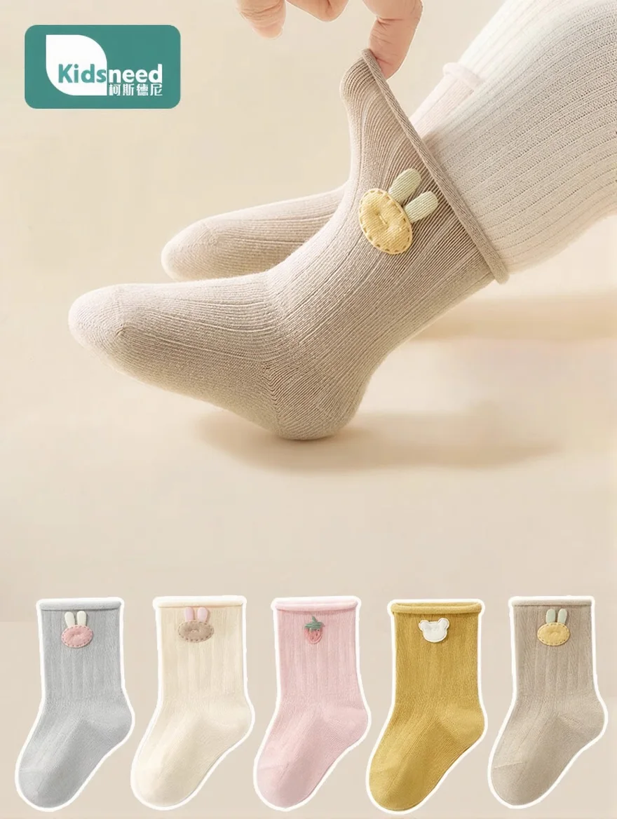 3 Pairs Toddler Socks Soft Comfortable Baby Socks Skin-friendly Warm Cotton Girls/Boys Socks Baby Clothes Accessories 0-12M ﻿