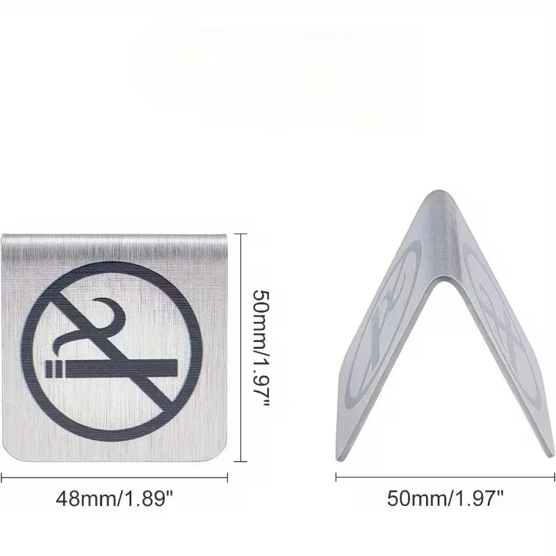 Stainless Steel No Smoking Desk Sign,Heavy Duty Metal No Smoking Warning Plate with Prohibited Symbol, Suitable for Hotel Office