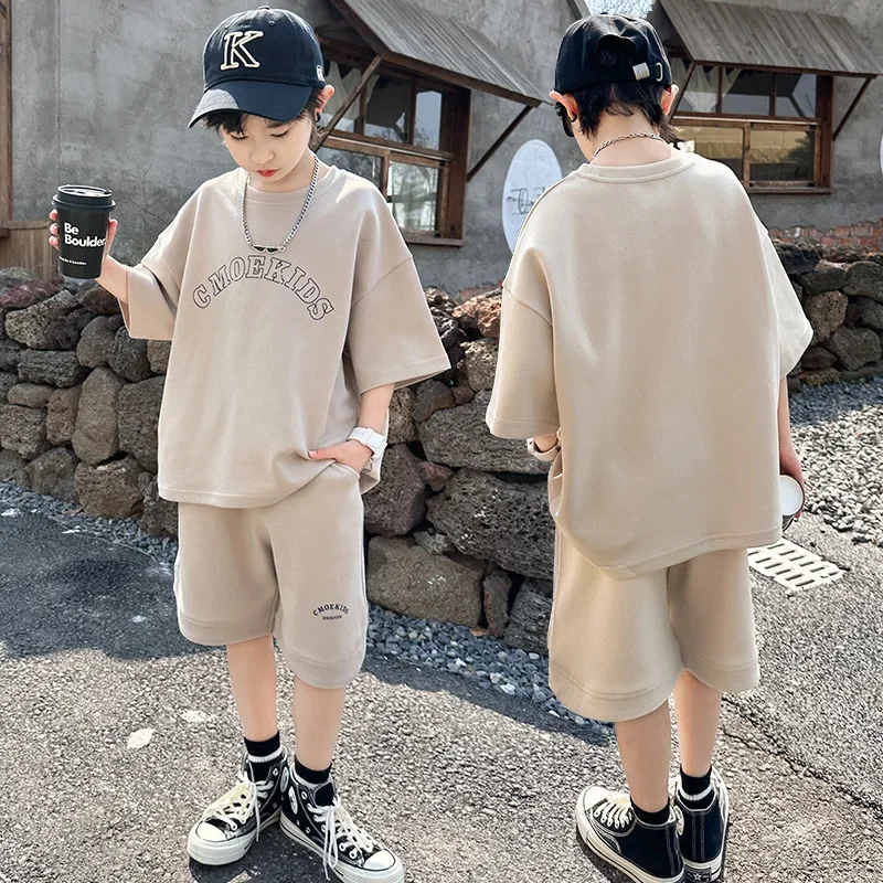 Summer Teenage Boy Clothes Set Children Girls Letter Tshirt and Shorts 2pcs Suit Kid Short Sleeve Top Bottom Outfits Tracksuit