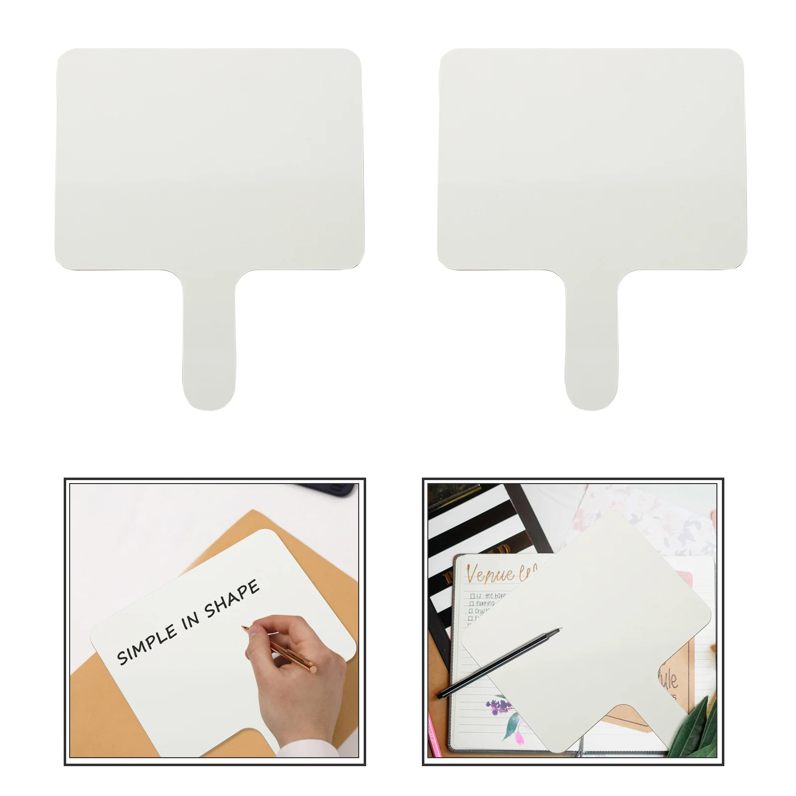 

2Pcs Handheld Whiteboard Double-Sided Erasable Writing Boards Teaching Aids Classroom Answer Board Dry Erase Paddles Smooth