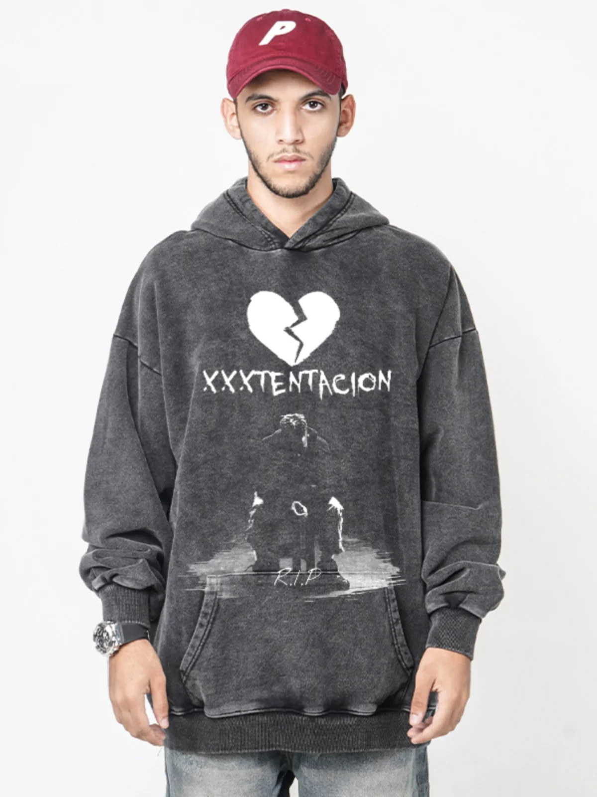 

Толстовка с капюшоном и принтом персонажей в стиле ретро, американский хип-хоп XXX, толстовка свободного кроя, повседневная осенне-зимняя уличная одежда