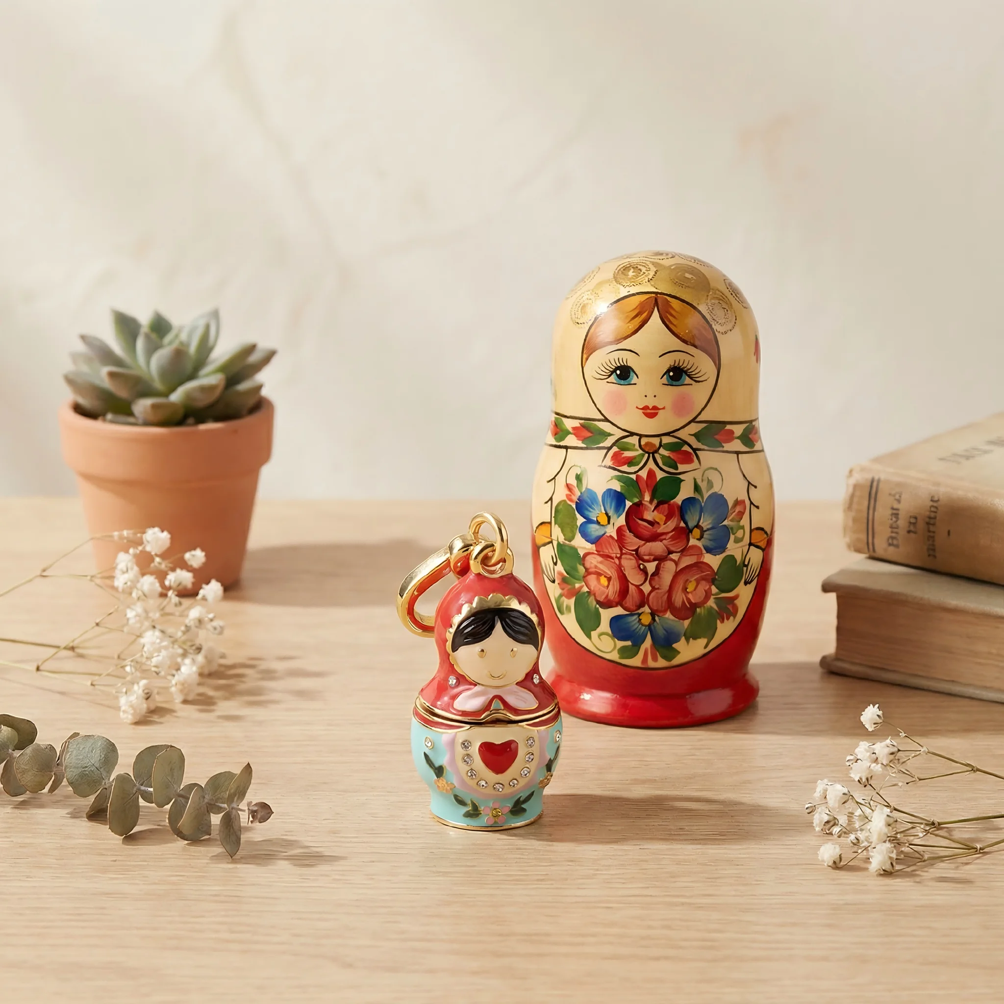 JuicyGrape Russian Matryoshka Doll Charm Necklace Keychain Sweater Chain 2026 New Year Christmas Ornaments Santa Claus Xmas Kids