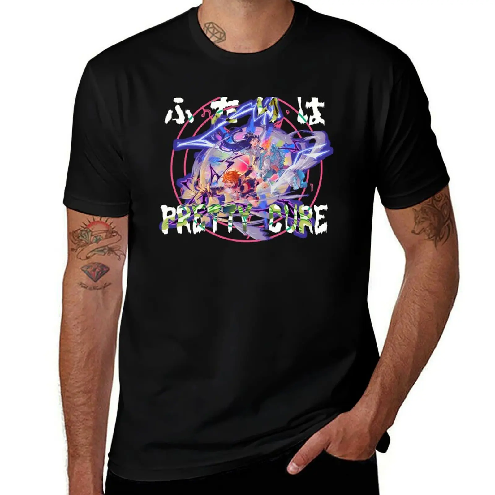 

futari wa pretty cure metal tee (redesign) T-Shirt t shirts for man graphic vintage t shirts cotton 100%