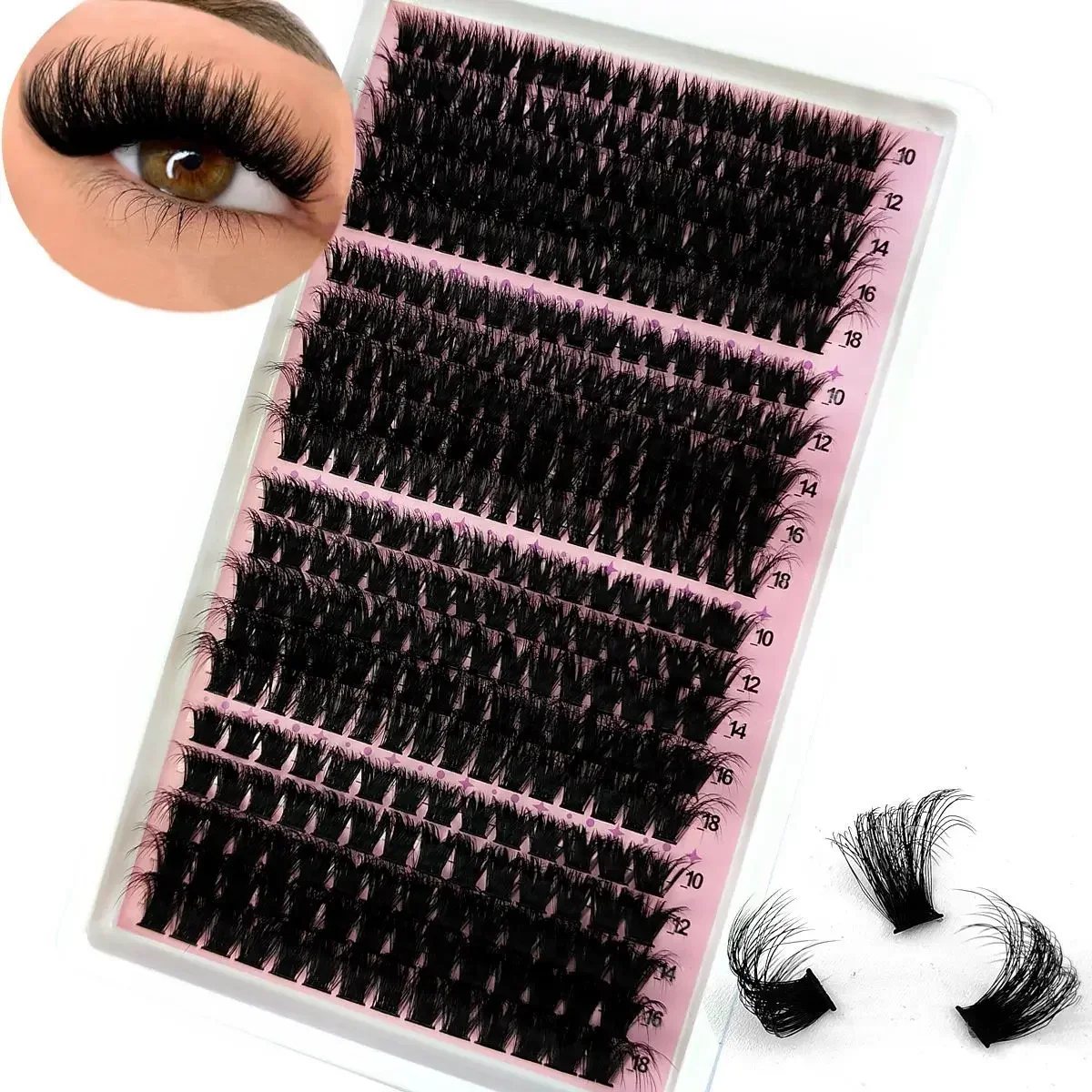 HBZGTLAD 40D-160D Mix 5D Flauschige Einzelwimpern-Cluster-Extensions, künstliche Wimpern für DIY zu Hause, Cluster-Make-up-Wimpernwerkzeuge