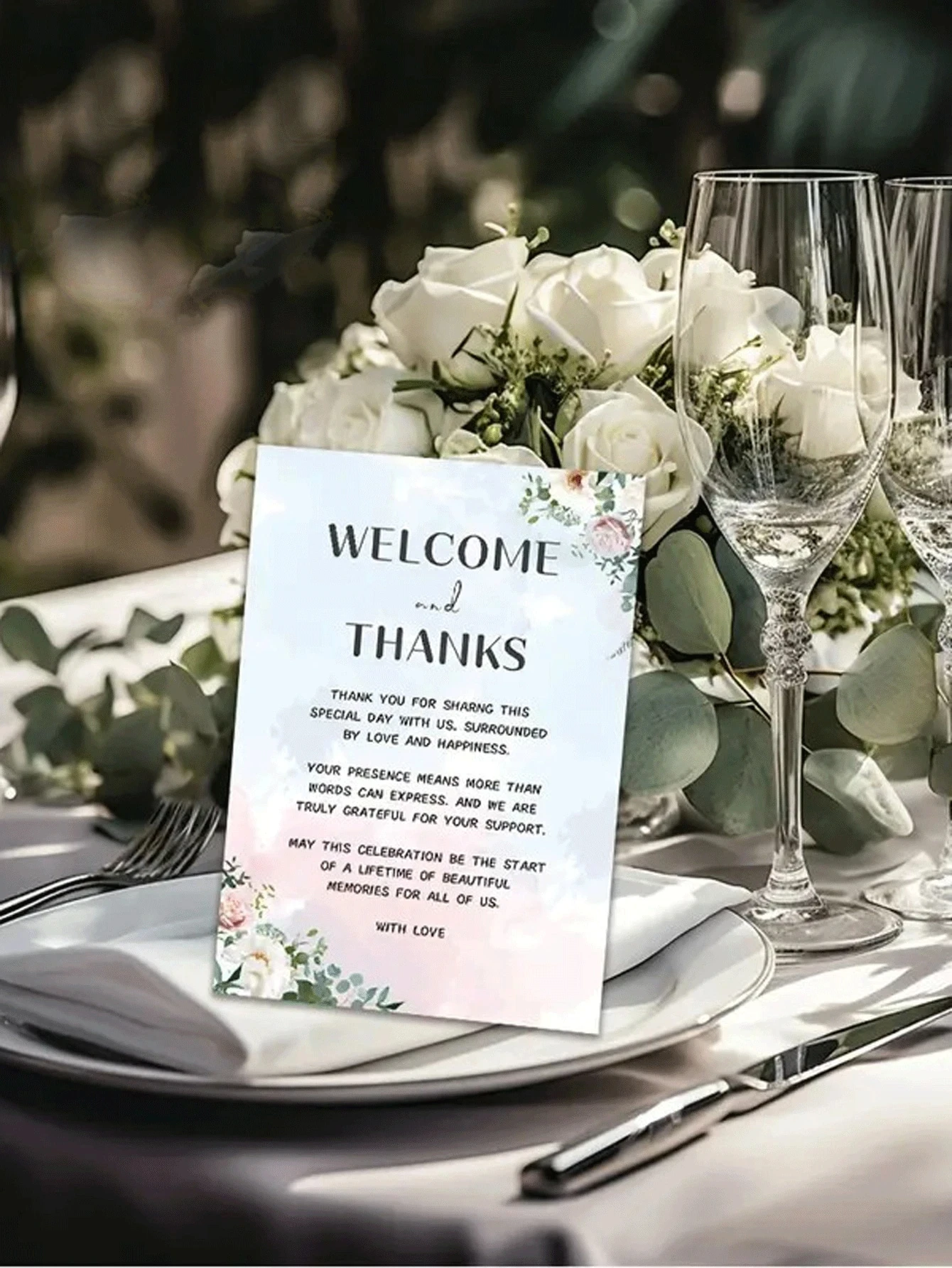 شخصية مخصصة الزفاف شكرا لك بطاقات الأزهار حديثي الولادة اكسسوارات التخطيط لوازم ضيف ديكور للطاولات حفلات الزفاف الخطوبة #6