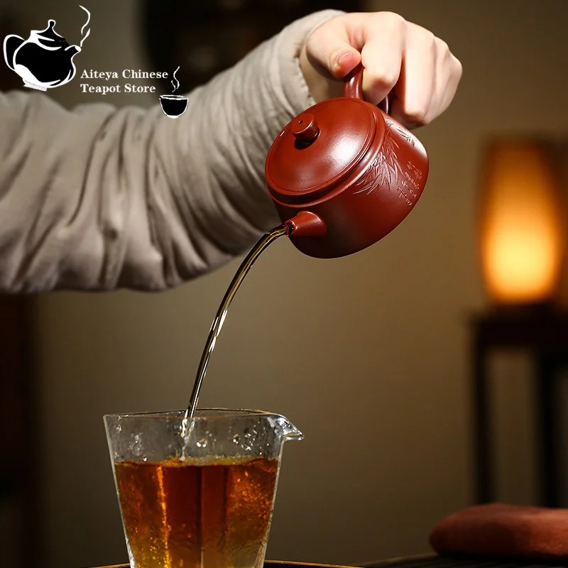 Yixing Handmade Purple Clay Pot, Vermilion Mud, Dahongpao Ball Hole, Water Discharge, Large Mouth Ladle, Kung Fu Tea Set