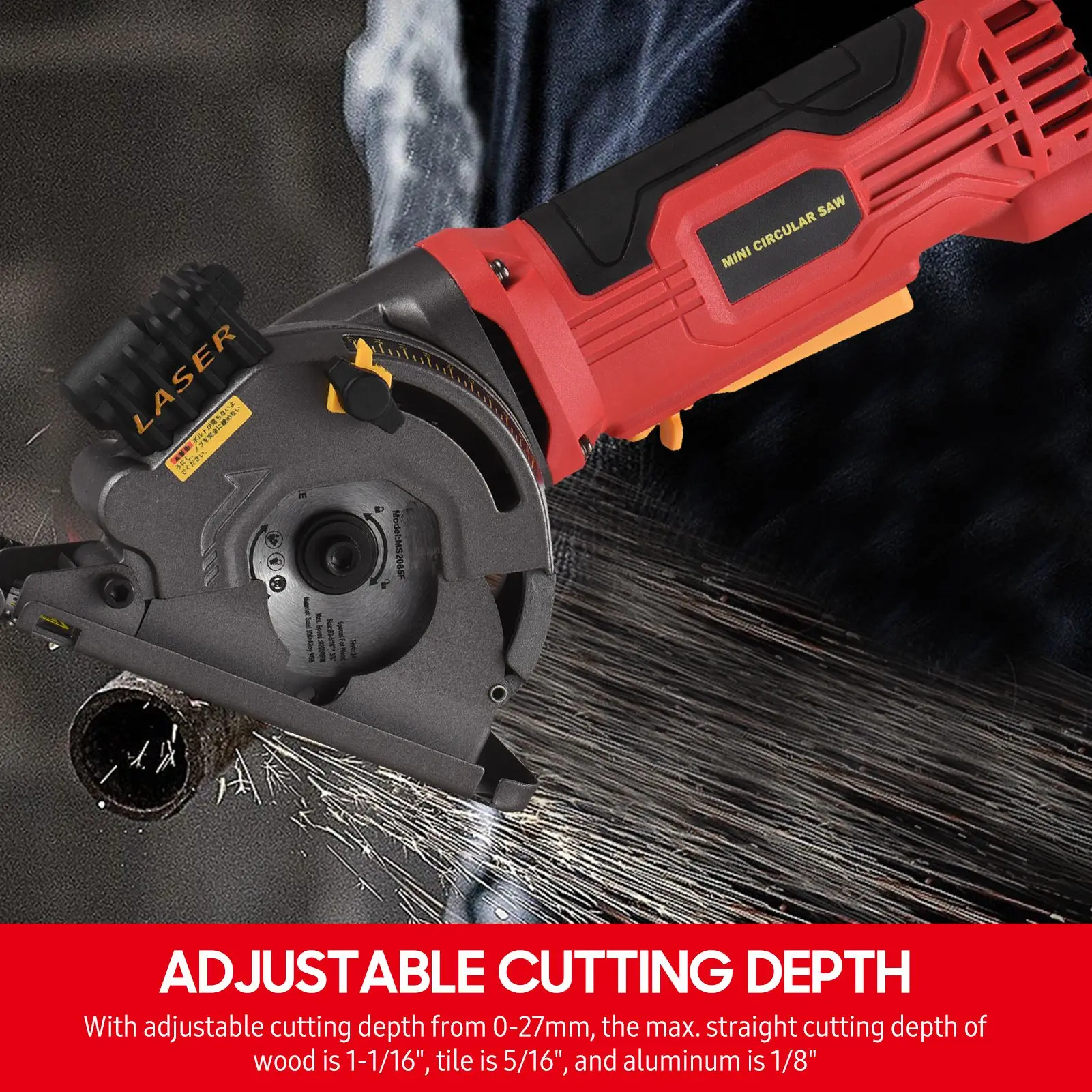 

Мини-циркулярная пила 580 Вт, 4,8 А, 3700 об/мин, проводная электрическая компактная циркулярная пила на 4 А с лазерной направляющей, линейка, вакуумный порт, 3 лезвия