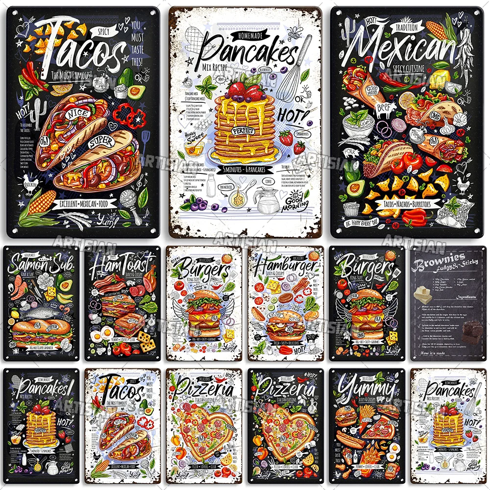 Декоративная табличка для еды ARTISIAN еды, металлический жестяной знак, Ржавый металлический налет, Ностальгический промышленный Декор