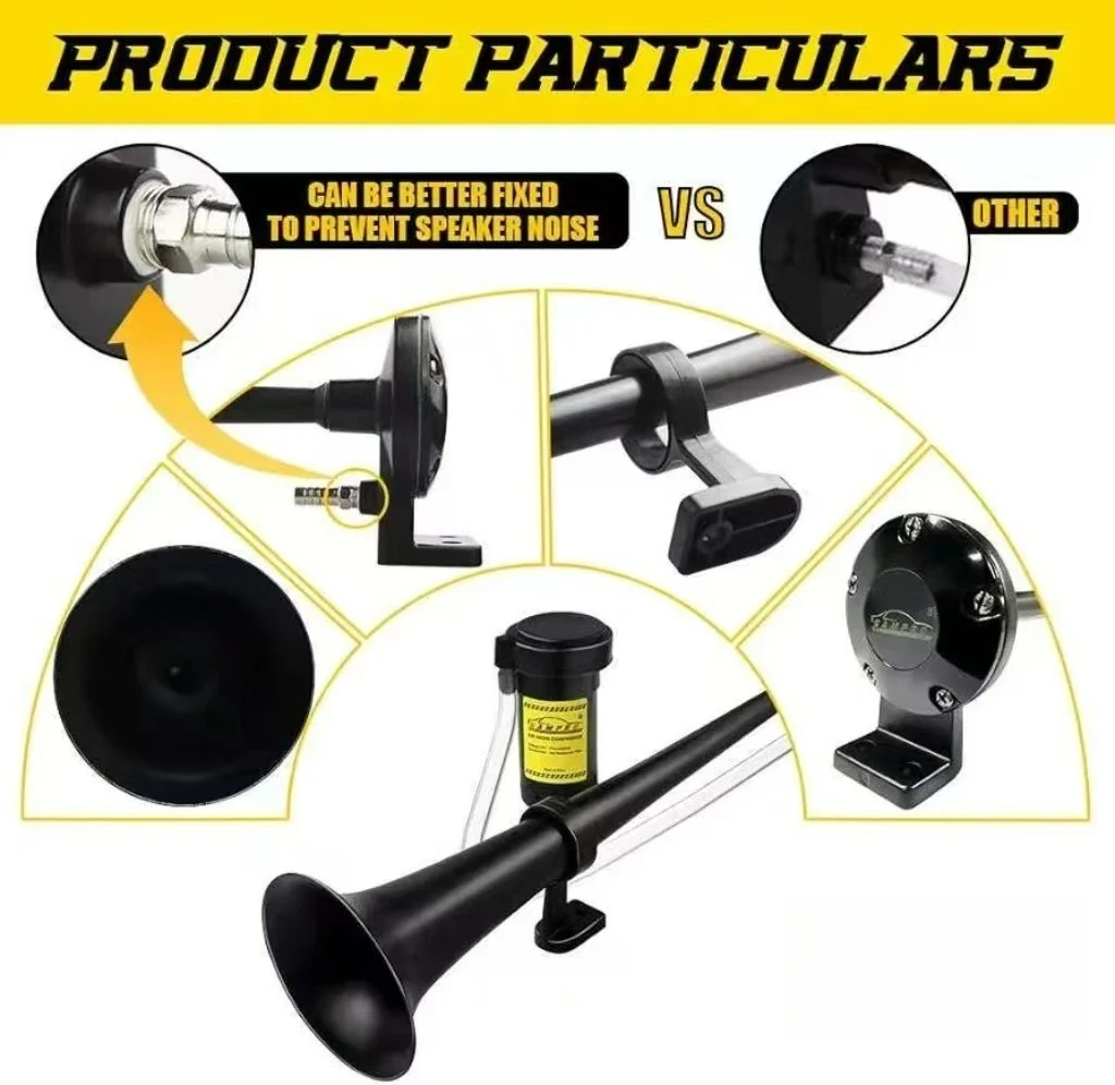 بوق هوائي كهربائي مدمج عالمي 12 فولت لدراجة نارية السيارة، مجموعة بوق تحذير عالي الصوت، سهل التركيب، مقاوم للماء