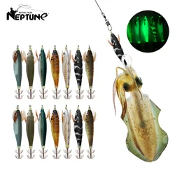 Squid Jig Bait 2Pcs 10cm 9g Fishing Lures Webfoot Octopus Egi Cuttlefish Horizontal Saltwater Wood Shrimp Hook Sea Fishing Goods