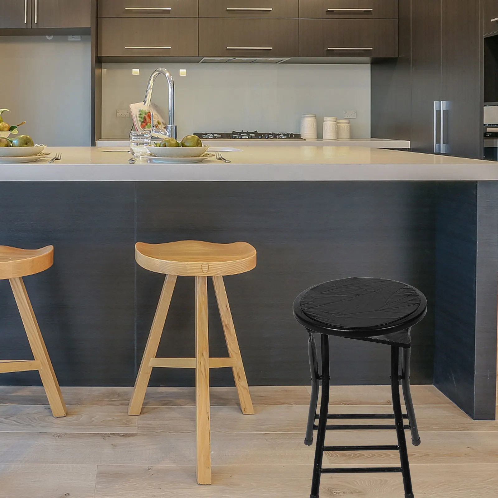 

Waterproof Round Stool Cover Stretch PU Bar Stool Seat Protector Elastic Chair Cover for Restaurant Banquet Office Use