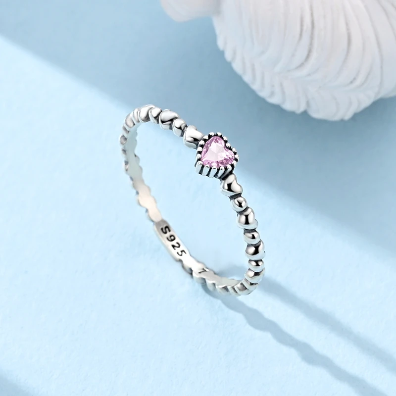 Original Classic 925 Sterling Silver Simple Wedding Heart Zircon Colorful Heart Ring For Women Silver Jewelry Gift Size 6-9 Ring gallery 4