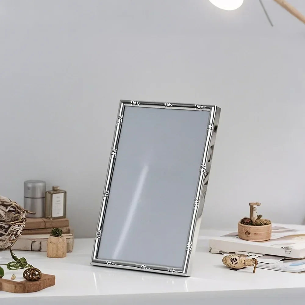 6/7/8/10inch Silver Picture Frame European Aluminum Photo Stand for Home Desktop Decor
