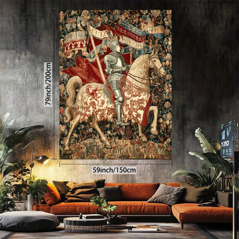 VIKAMA غرفة نسيج عتيقة لفارس القرون الوسطى، فناء، نسيج ديكور داخلي/خارجي، نسيج حائط سهل التعليق #3