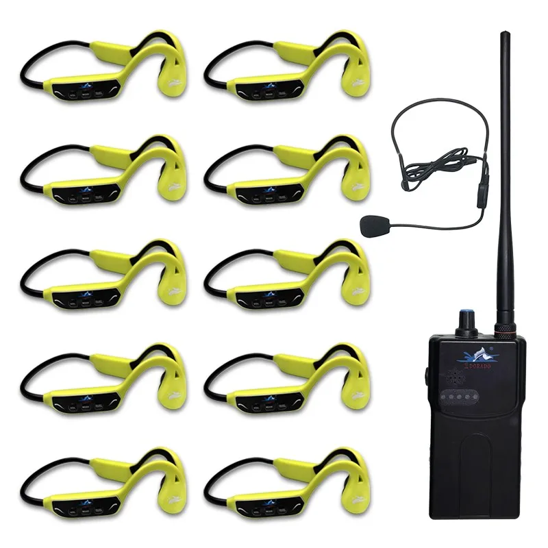 

Hot sell SwimTalk 10 H913B Conduction Athlete Headset FM Transmitter Walkie Talkie Waterproof Swimming Training System Comb