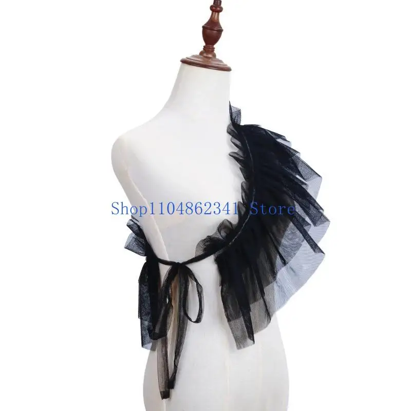 5asd Women's Cosplay Capelet Ruffled Mesh Shawls Tiered Layered Tulle Shoulder Wraps for Carnivals Party Evening Dress