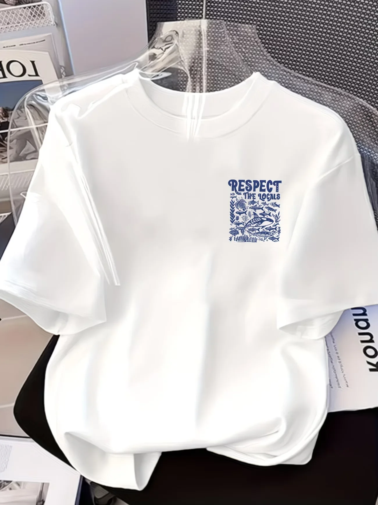 Vintage Respect The Locals T Shirt Coastal Ocean Graphic Tee Retro Aesthetic Harajuku Streetwear Top Casual Unisex Summer Tshirt