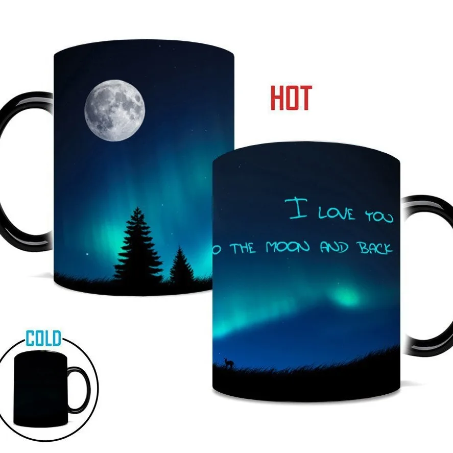 

1 pack, temperature-sensitive discoloration, Northern Lights ceramic mug, home office coffee drinking cup