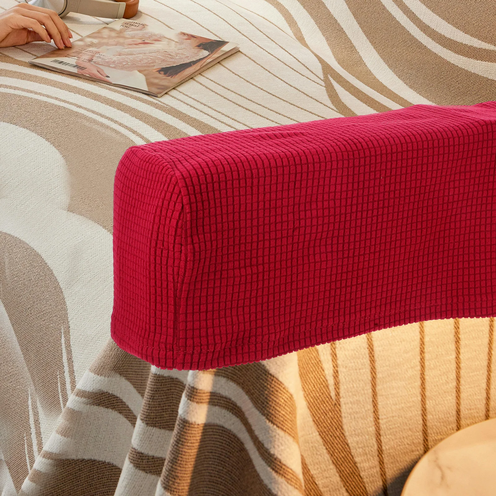 2Pcs Sofa Cover Elastic Protector Sofa Armrest Cover Premium Polyester Long Term Simple Style Household Decors