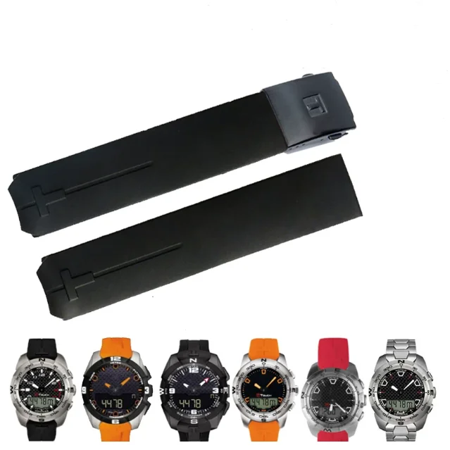 For Tissot Silicone Watch Band for T-Touch T013 T81 T091 T33 T047 Curved End Strap Rubber Bracelet 20mm