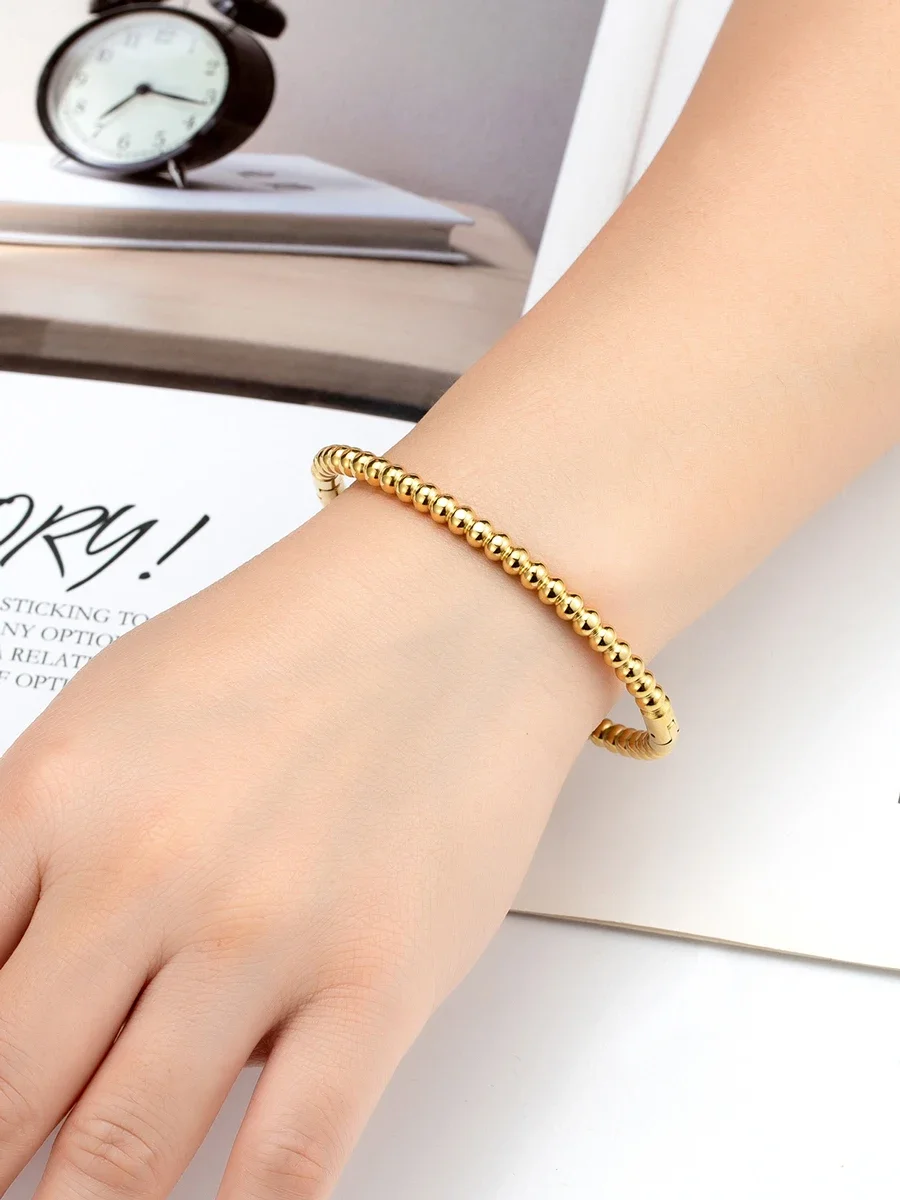 High Quality Imitation Beads Bracelet  Shape Design  Stainless Steel Bracelet For Women Love Bangle Jewelry Gifts Wholesale