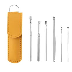 Set di detergenti per le orecchie 6 pz milwau/30 Earpick rimozione del cerume dell'orecchio cucchiaio Curette pulizia dell'orecchio spirale Earpick facile rimozione del cerume detergente per le orecchie