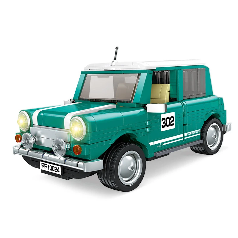 

Green Classic Mini Racing Car MOC FF10024 Building Blocks High Tech Coupe Vehicle Model Bricks Toy Set Gift for Boys Children