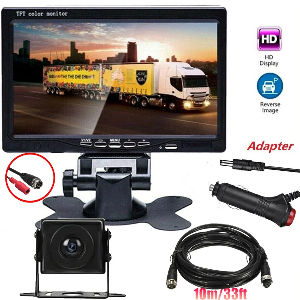 

7inch Monitor Rear View Backup Camera Reverse HD Night Vision Car railer Parking Truck HD Rerversing Camera Truck RV 12V 24V