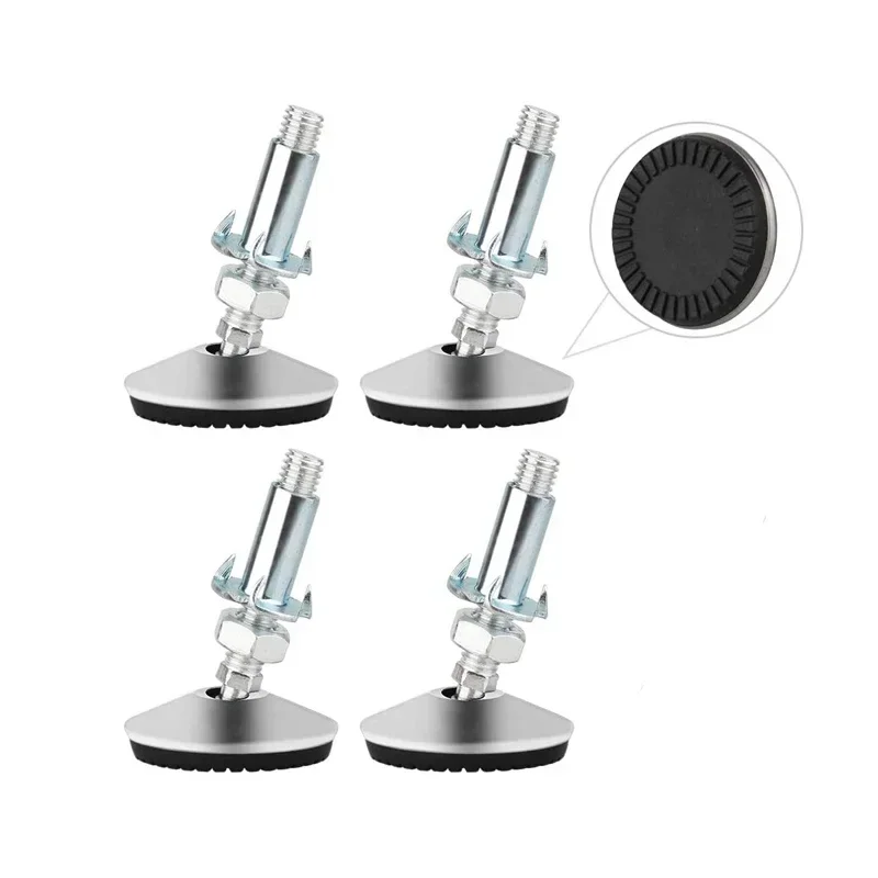 4Pcs/Set 50mm Swivel Adjustable Leveling Feet, Furniture Leveler Foot with T Nut Bolt, Screw On Cabinet Table Workbench Chair