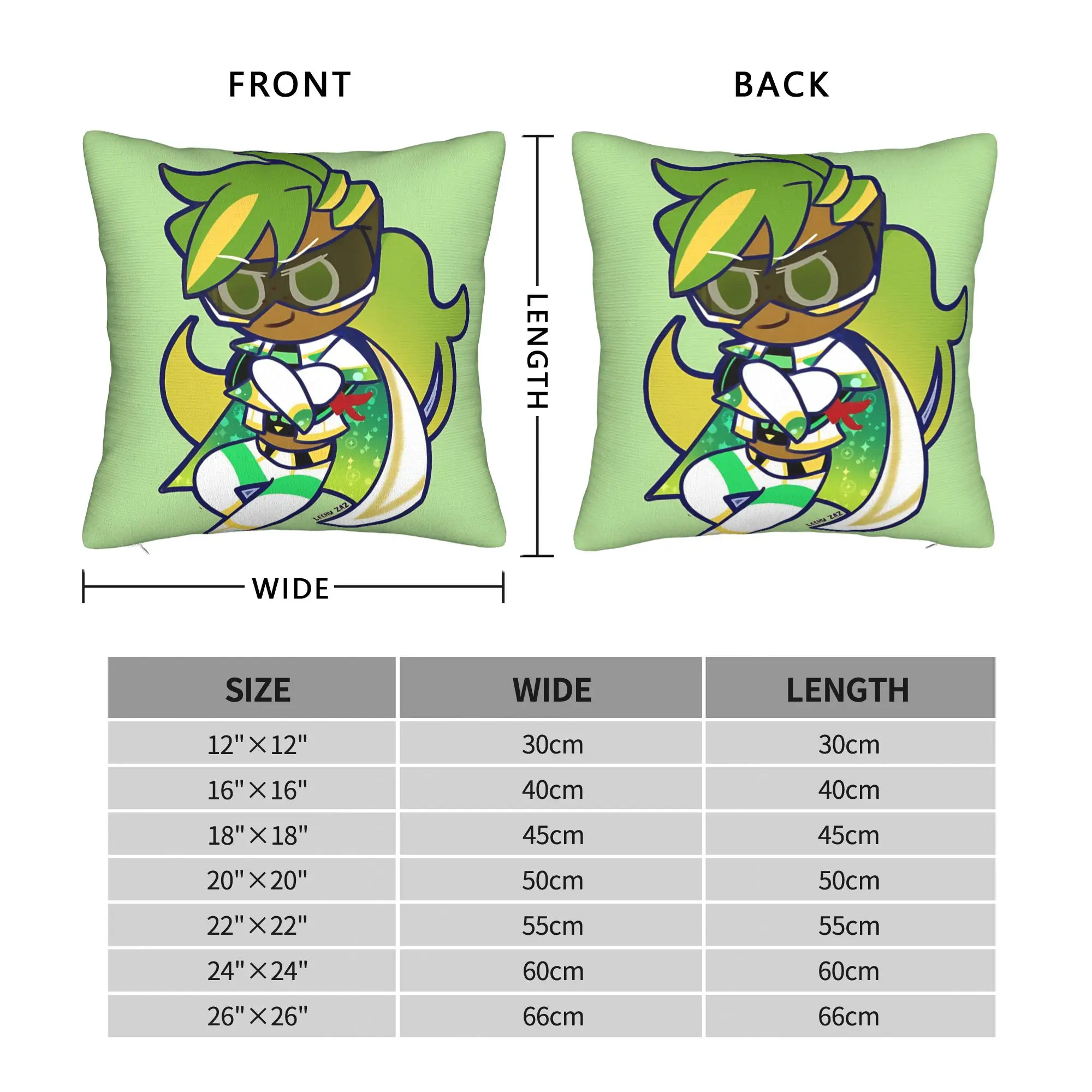 Trickcal Chibi Go Kiwi Cookie Maverick Pillow Case  Square Pillow Cover For Wedding Party Home Decor Novelty Pillowcases