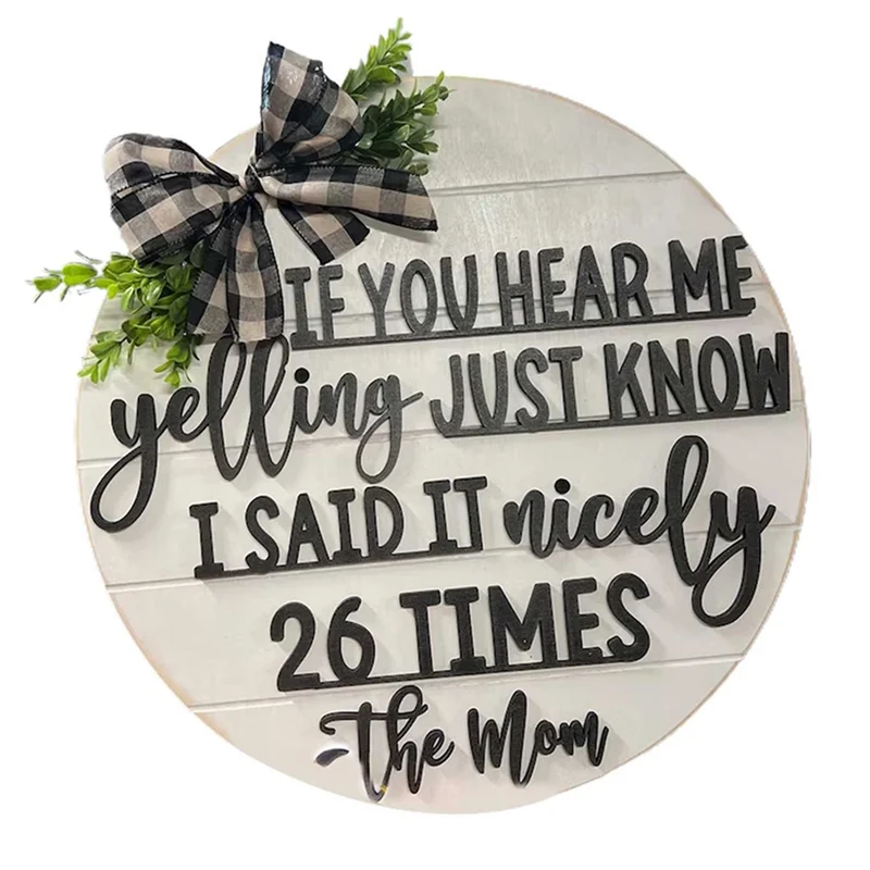 ABSE-Hanging Sign Door Hanging Sign For Front Door, Front Door Decor Round Wooden Hanging Sign For Home Outdoor Indoor For Easte