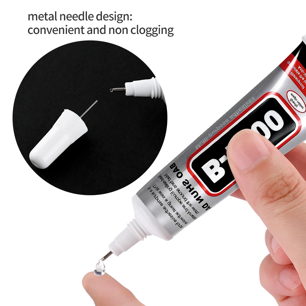 B-7000 Adhesive Rhinestones Glue for Nail Crafts 5pcs*15g Semi Fluid High Viscosity Glue for Clothes Shoes Phones Screen Repair