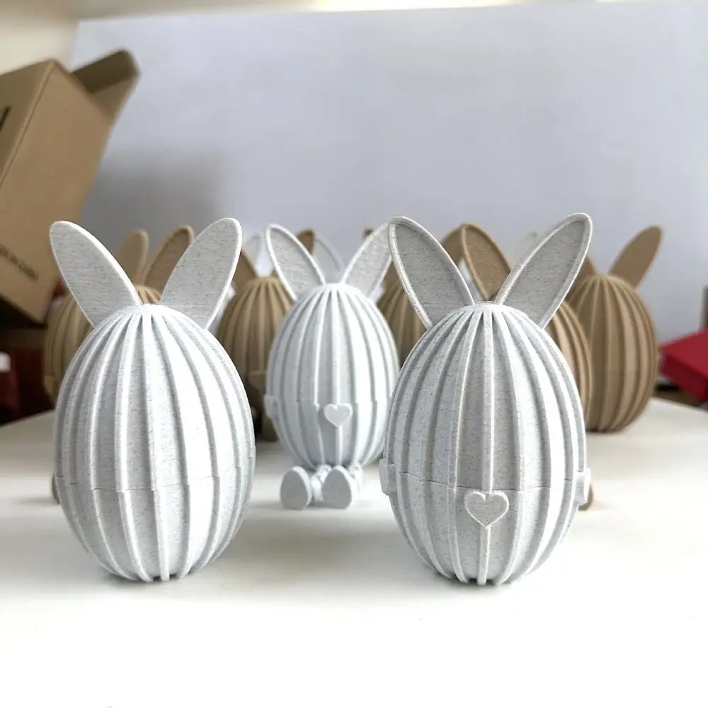 

New Seated Easter Egg Gift Box 3D Printed Cute Bunny Easter Egg Stand PLA Cartoon Easter Decorations Home Decor