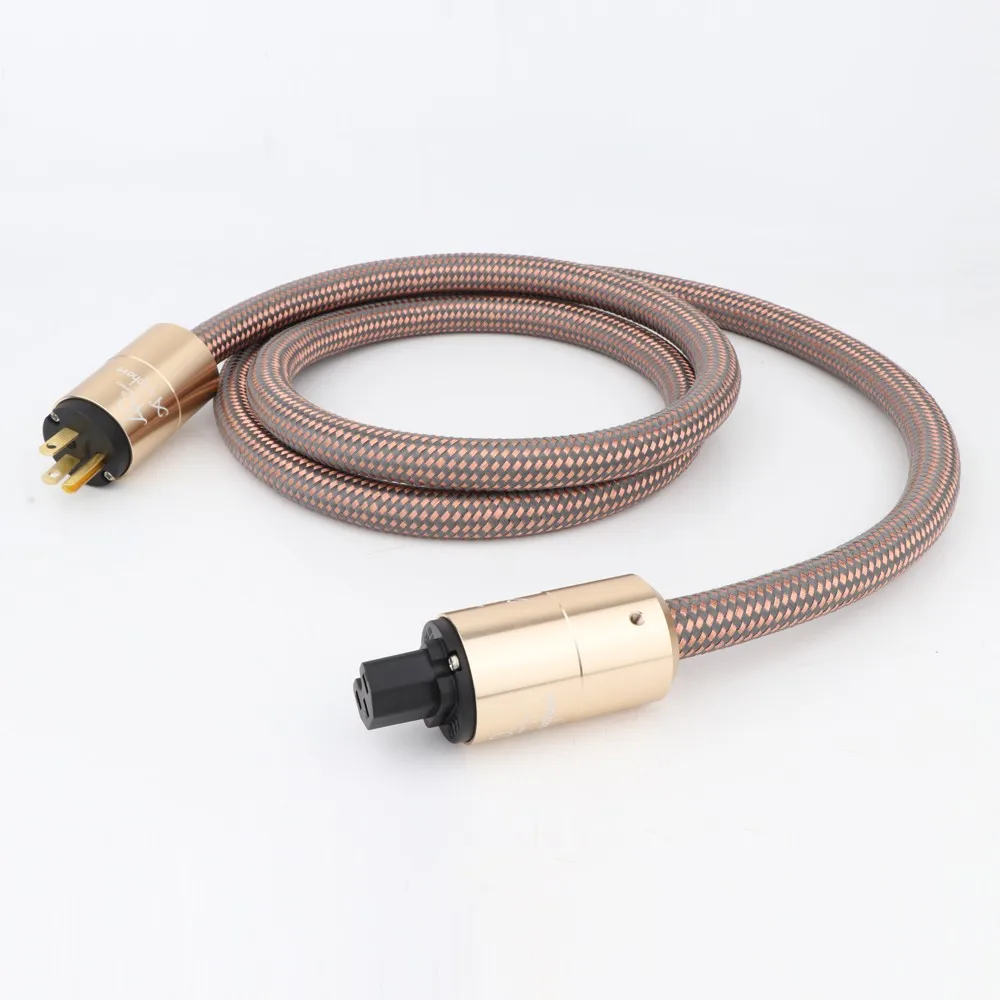 Audio AC Power Cord With 3 Claw Gold Plated American Plug Enthusiast Power Cord 125V 15A, Eu Braided Sleeve Power Cable