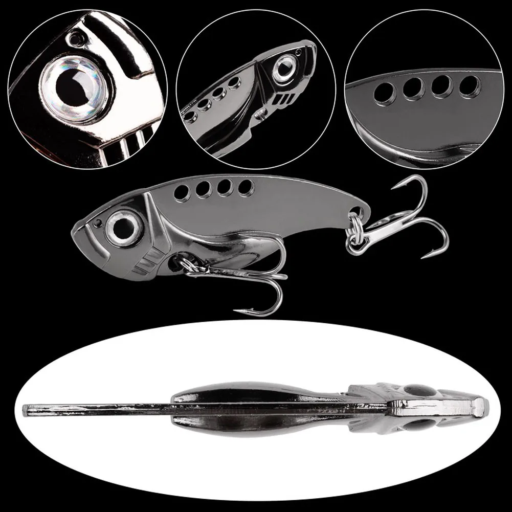 Metal Vib Fishing Spoon Lures, Bait de lâmina de ação ajustável, pesca de água doce e salgada, 3g, 7g, 10g, 15g