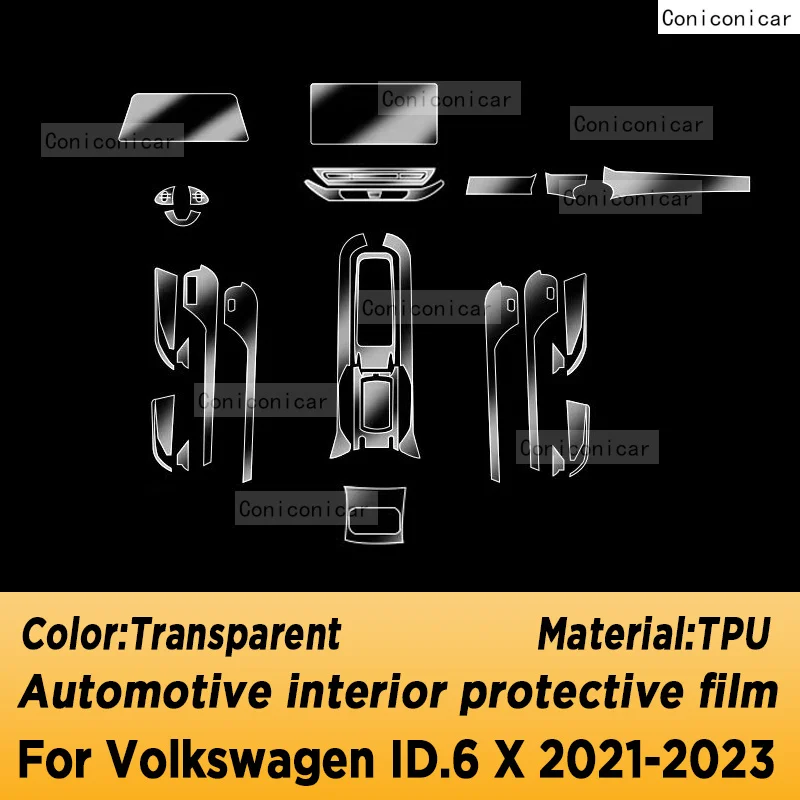 For Volkswagen ID.6 X 2021-2023 Gearbox Panel Navigation Automotive Interior Screen TPU Protective Film Anti-Scratch Accessories