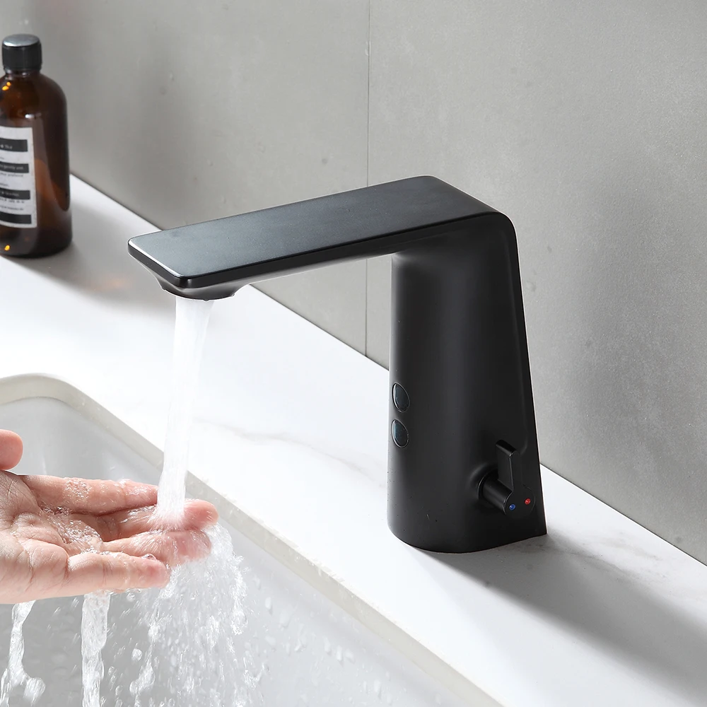 

Negro Black Color Automatic Sensor Faucet Brass Body Material Mixer Water Cold & Hot ,AC220 Voltage & DC Battery 6 Voltage