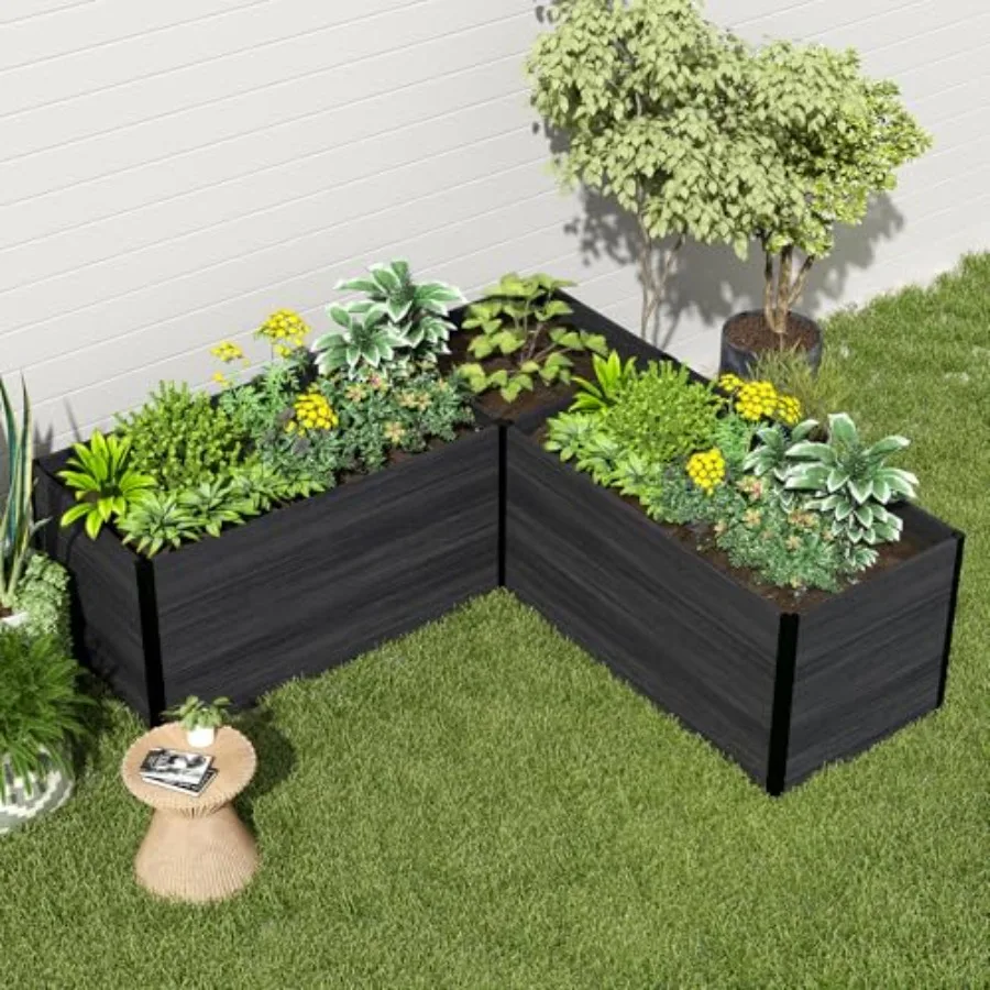 

Угловая приподнятая грядка L-образной формы для сада, устойчивая к гниению, модульная, из древесно-полимерного композита, DIY-набор для сборки цветочного грядка