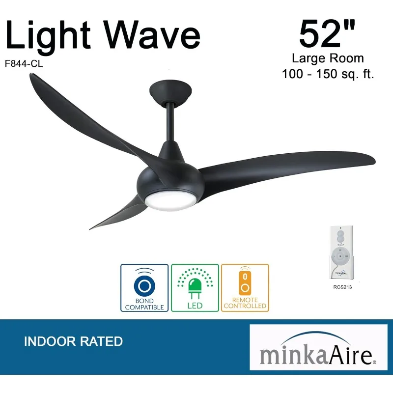 MINKA-AIRE F844-CL Light Wave 52 Inch Ceiling Fan with Integrated LED Light in Coal Finish
