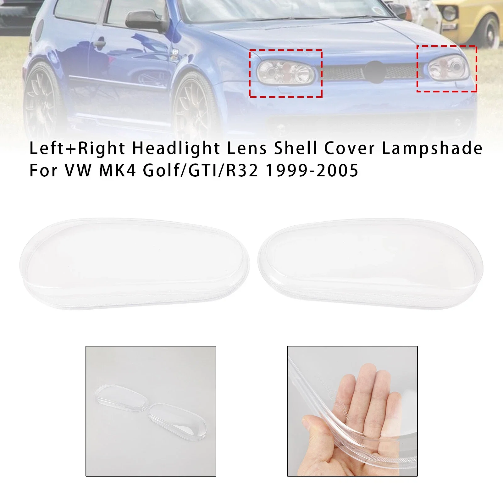 

For VW Golf 4 MK4 GTI/R32 1999 2000 2001 2002 2003 2004 2005 Car Headlight Lens Cover Lampshade Clear Shell Head Lamp Covers