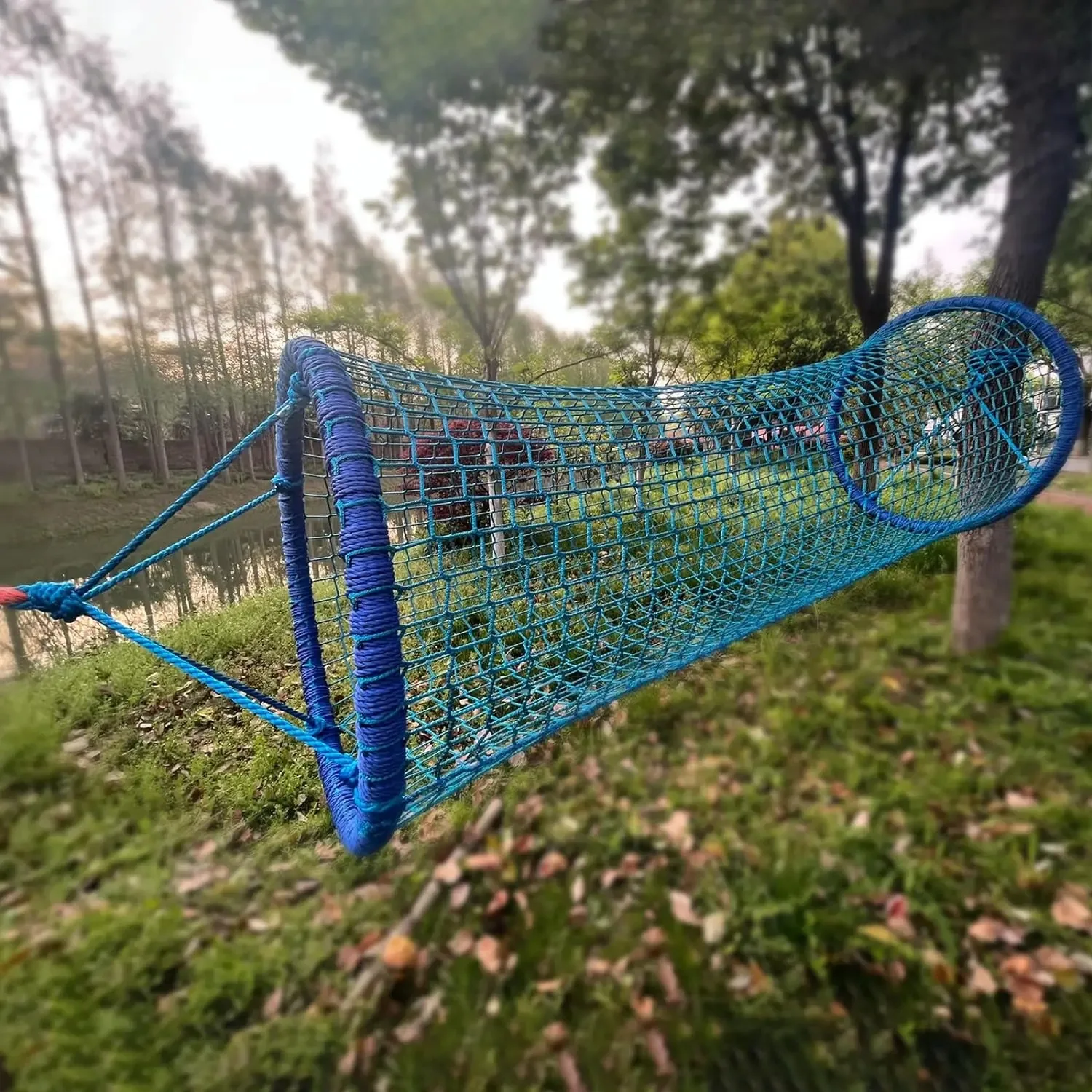 6.5ft Suspended Braided Rope Tunnel Bridge Kindergarten Outdoor Polyester Climbing Roller Net